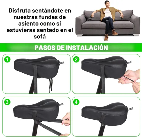 Vista 6 de Zacro Cojín de asiento de bicicleta, funda acolchada de gel para asiento de bicicleta para hombres y mujeres, cómodo, asiento de bicicleta