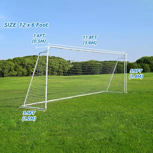 Vista 2 de Redes de portería de fútbol, red de fútbol de repuesto para deportes de 6 x 4 pies, 8 x 6 pies, 12 x 6 pies, 24 x 8 pies, no incluye postes