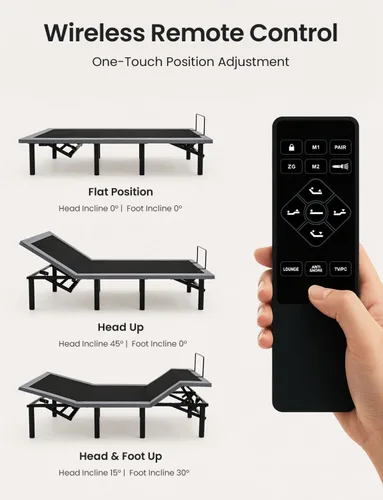 Vista 3 de Mixcous Cama ajustable de tamaño completo con puertos remotos y USB, motor silencioso Modo antironquido de gravedad cero, inclinación de cabeza