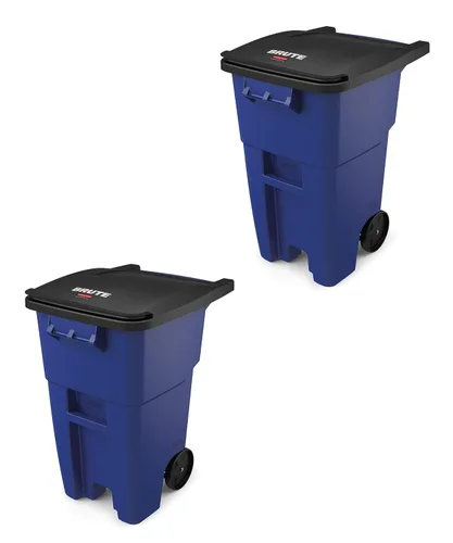 Vista 21 de Rubbermaid Commercial Products - Papelera con ruedas para reciclaje Fg9W2773Blue Brute Rollout