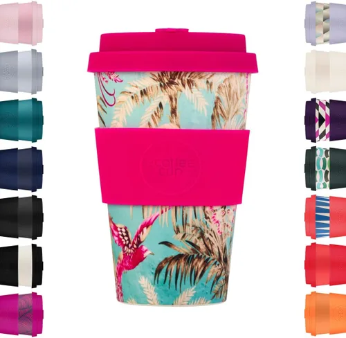 Vista 15 de Ecoffee Cup Taza de café reutilizable de 14 onzas (13.5 fl oz) – Taza de viaje a base de plantas PLA con tapa de silicona, sin melamina y apta
