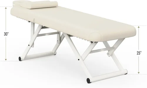Vista 3 de pouseayar Mesa de masaje ajustable con almohada facial y reposacabezas, resistente y sólida, silenciosa y fácil de ajustar para mesa de tratamiento