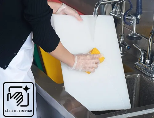 Vista 5 de CURTA Paquete de 4 tablas de cortar para cocina, 18 x 12 x 0.5 pulgadas, 4 piezas (blanco, rojo, verde, azul) Tabla de cortar de plástico codificada