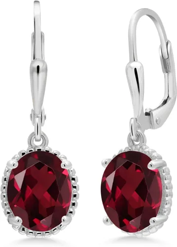 Vista 27 de Gem Stone King Aretes colgantes de gota para mujer, plata de ley 925, piedra natal ovalada de 0.354 x 0.276 in, joyería fina, regalos para ella