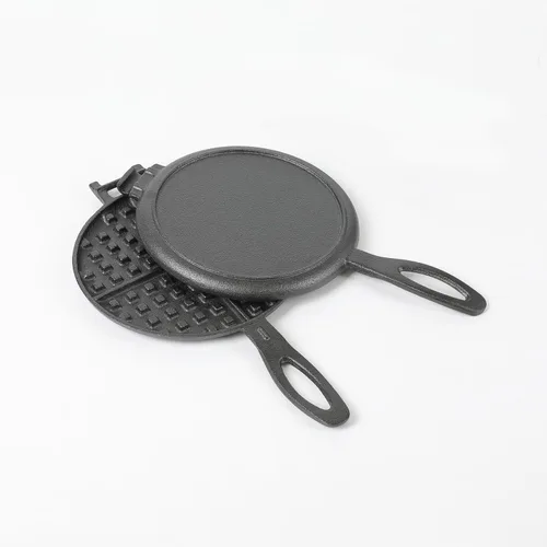 Vista 4 de HAWOK Juego de 2 wafleras de hierro fundido negro (Black Square and Round)
