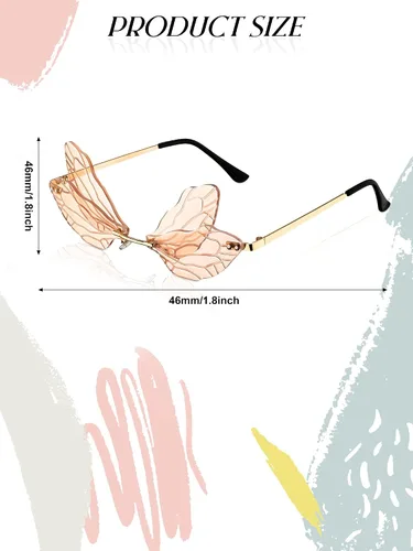 Vista 4 de 7 gafas de sol con forma de libélula y mariposa para mujer 7 unidades Multicolor M