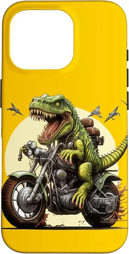 Vista 20 de Funda para iPhone 16 T-Rex Dinosaur Riding a Motorcycle