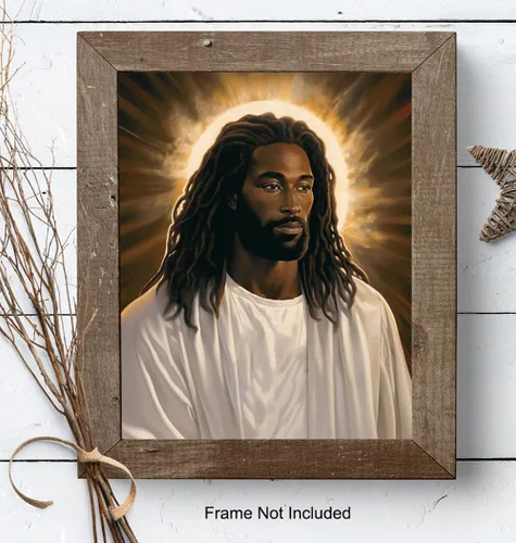 Vista 8 de Decoración de pared de Jesús para hombres negros - Arte de pared cristiano Póster de Jesús para mujeres - Arte de versículos bíblicos Decoración
