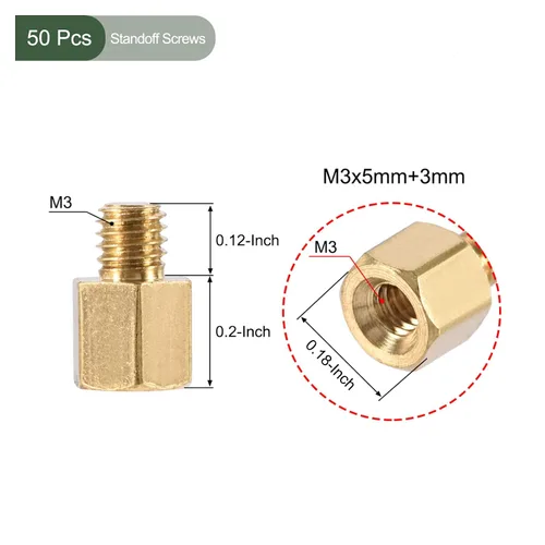 Vista 2 de YOKIVE 50 tornillos de separación M3, separadores hexagonales de latón para PCB, mantienen la altura consistente, ideal para placa base