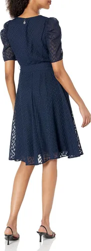 Vista 2 de Tommy Hilfiger Vestido midi de manga abombada con cuello en V para mujer