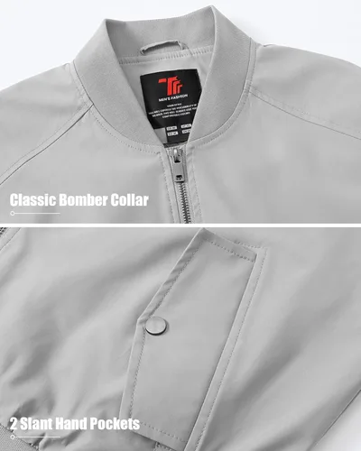 Vista 5 de BGOWATU Chaqueta bomber ligera cortavientos con cremallera completa para hombre
