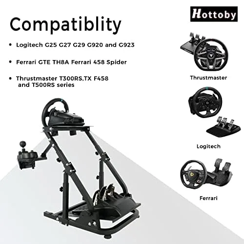 Vista 6 de Hottoby G920G29 Racing Wheel Stand fit for Logitech G27G25G923 Gaming Wheel Stand fit for ThrustmasterPCPS4 Racing Simulator Frame Compatible,Wheel