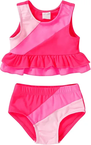 Vista 7 de YOUNGER TREE Traje de baño de verano para niñas pequeñas, sin mangas, traje de baño a rayas, traje de dos piezas, bikini