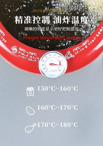 Vista 6 de Sartén con termómetro Tempura Freidora Pot, Mini sartén profunda con escurridor Mini Sartén profunda con sartén de aceite 8 pulgadas