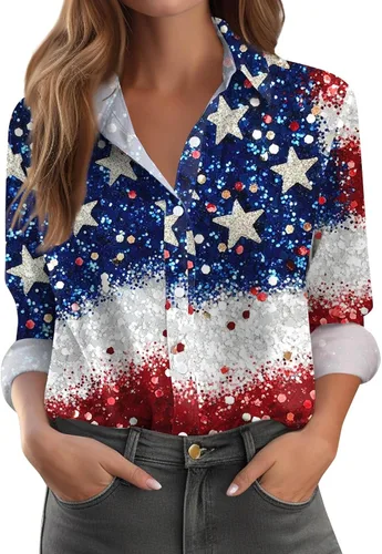 Vista 33 de Camisetas de San Valentín para mujer, camisas con botones, blusas de corazón, elegantes, informales, cuello de solapa, manga larga, suave, cómoda
