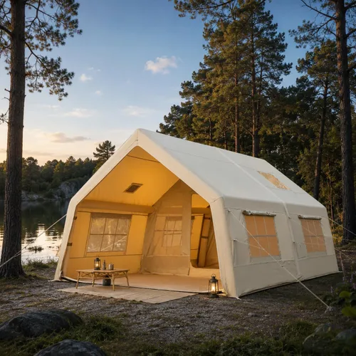 Vista 11 de Carpas inflables de 15.7 x 11.8 pies para camping, 8-12 personas 2 habitaciones con tragaluz de TPU, pantalla de película, puerto de aire
