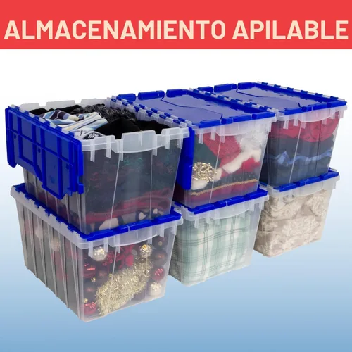 Vista 5 de Akro-Mils KeepBox Contenedor de almacenamiento de 12 galones, caja de almacenamiento de plástico apilable y anidable con tapa adjunta, bolsa