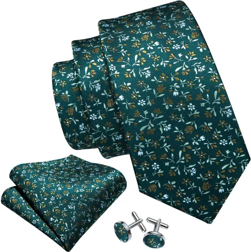 Vista 24 de Barry.Wang Corbatas de seda para hombre, diseño de lunares, gemelos cuadrados de bolsillo, gemelos para negocios, boda