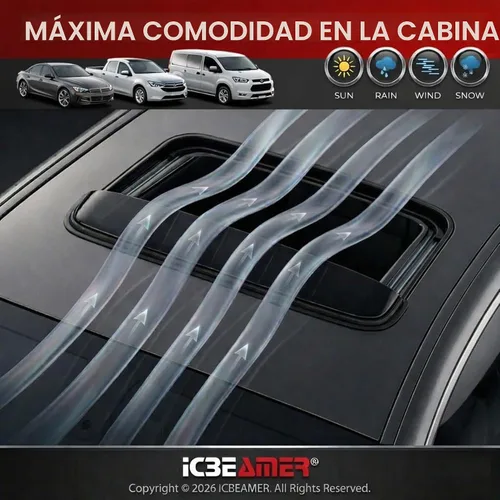 Vista 8 de ICBEAMER - Deflector de viento universal para techo solar, lunar, para vehículo, color negro, humo oscuro, suave, con cinta impermeable