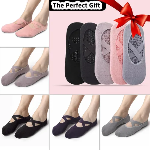 Vista 6 de Lolyer Pilates Grip Socks Yoga Socks with Grips for Women, Non Slip Grip Socks for Women Pilates, Sticky Socks for Hospital