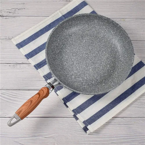Vista 3 de Sartén antiadherente de piedra de mármol con mango de baquelita resistente al calor, sartén de huevo de inducción de granito apto para lavavajillas