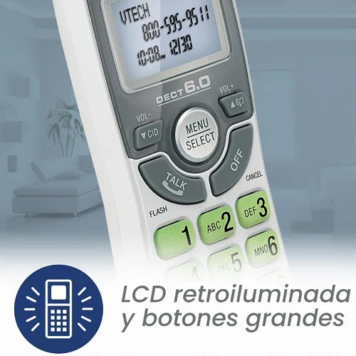 Vista 3 de Teléfono inalámbrico VTech DECT 6.0, Blanco