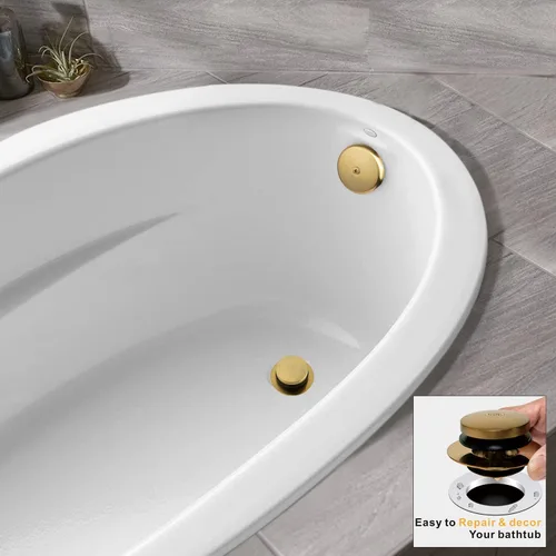 Vista 3 de Artiwell Kit universal de conversión de desagüe de bañera de punta – Kit de recambio de drenaje de bañera con placa frontal de desbordamiento de 1