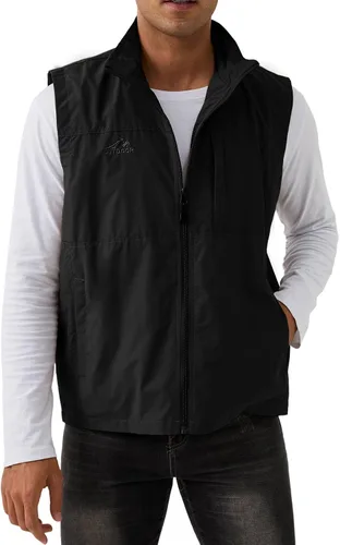 Vista 2 de Gihuo Chaleco de pesca para hombre, chaleco utilitario, chaleco de viaje de safari, chaleco de golf