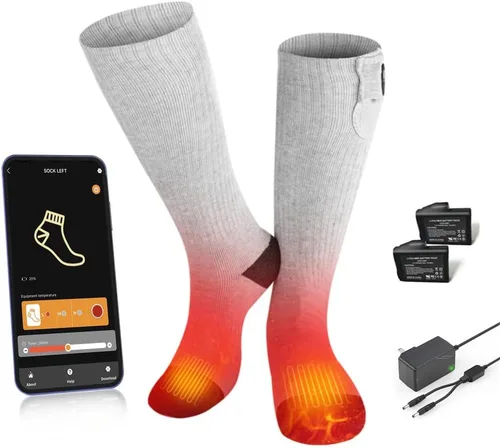 Vista 11 de SAVIOR HEAT Calcetines térmicos para hombres y mujeres con control por aplicación, batería recargable, calefacción eléctrica, calcetines para esquí
