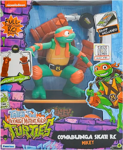 Vista 5 de Teenage Mutant Ninja Turtles Mikey Cowabunga Skate RC Car Toy, imita trucos reales de patinaje, a partir de 5 años