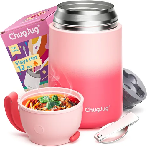 Vista 20 de Termo de sopa de 15 onzas para comida caliente para niños, tarro de comida aislado con cuchara, recipiente térmico para almuerzo, boca ancha vacío