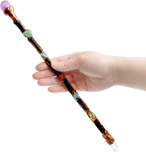 Vista 11 de Rich Boxer Varita mágica de cristal finamente hecha a mano de piedras preciosas para brujas y magos