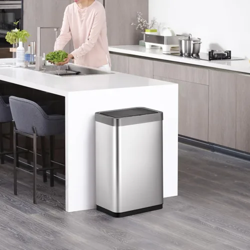 Vista 3 de EKO Juego de botes de basura con sensor de movimiento de 80 litros, incluye un bote de basura automático sin contacto de 80 litros Mirage-X más 60