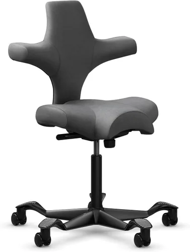 Vista 38 de HAG Capisco Sit to Stand - Silla de pie con marco negro, tapizada de ónix negro con anillo para el pie Negro Onyx
