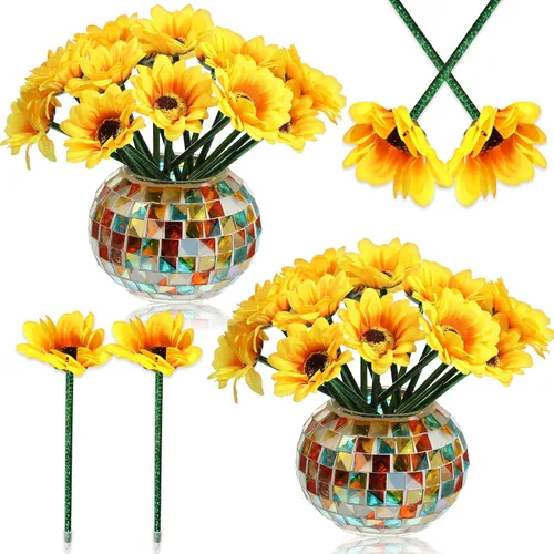 Vista 7 de Chinco 16 bolígrafos de girasol, flores artificiales, bolígrafos creativos de tinta de gel de girasol de 0.028 in, bolígrafo de escritura de flores