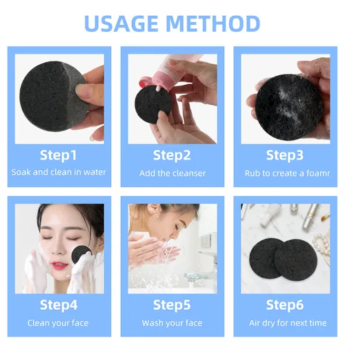 Vista 6 de Esponjas faciales comprimidas de celulosa natural, esponja facial de forma redonda, para limpieza facial, exfoliación y eliminación de maquillaje