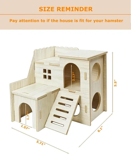 Vista 2 de Accesorios de Jaula de Escondite para Hámster Sirvarni - Casa y Hábitat de Madera para Hámster con Escalera de Escalada para Gerbills Enanos