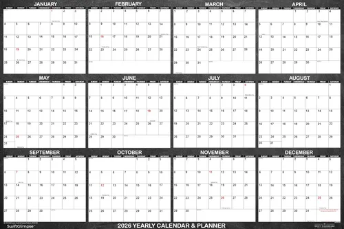 Vista 6 de SwiftGlimpse - Calendario de pared 2024, 24 x 36 pulgadas, serie de diseñador, grande, borrable, planificador de pared anual (bambú)
