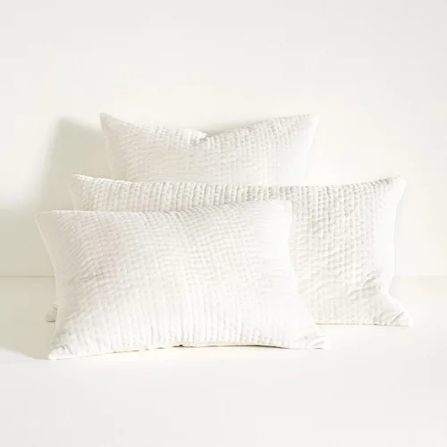 Vista 8 de Pine Cone Hill TAFT - Funda de almohada acolchada neutra, tamaño estándar, patrón de rayas multi/blancas