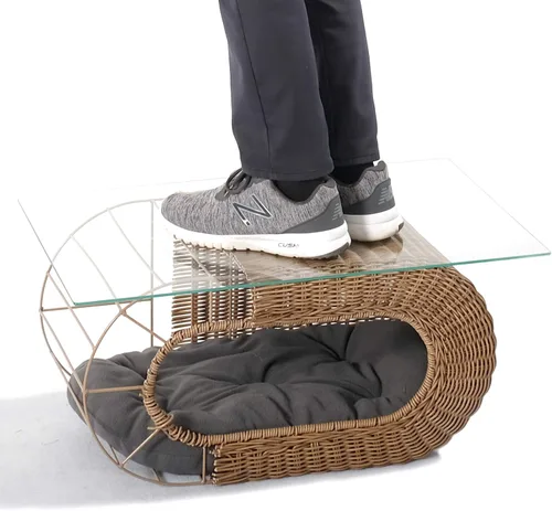 Vista 4 de Divertida casa apilable de mimbre para gatos, casa interactiva de ratán para gatos de interior, para gatos de interior, entrada de casa