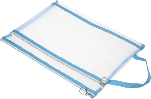 Vista 8 de PATIKIL Bolsa de nailon con cremallera para documentos con asa A4 de malla transparente para oficina y negocios, color marrón