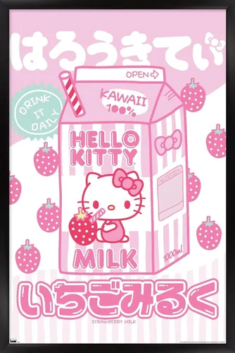 Vista 8 de Hello Kitty: 20 Kawaii Tokyo - Póster de pared con leche, 22.4 pulgadas de largo x 14.7 pulgadas de ancho, versión enmarcada de madera de granero