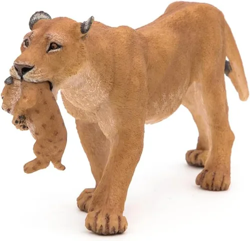 Vista 8 de Papo Figura Wild Animal Kingdom, Leona con cachorro, multicolor (50043), 2.6 in