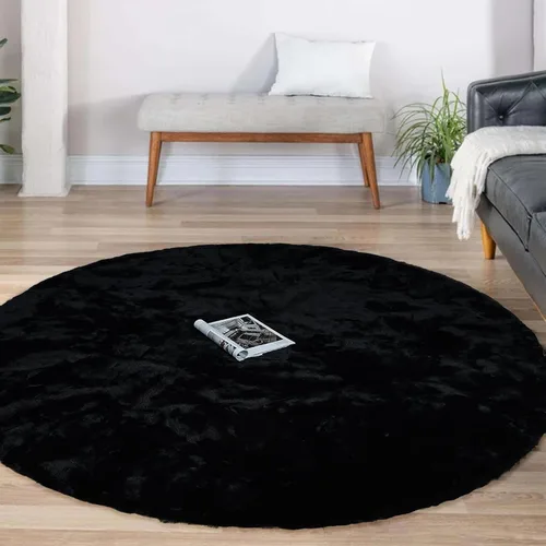 Vista 19 de Latepis Alfombra Pequeña Negra Esponjosa 2x3 pies Manta de Piel Sintética de Conejo Alfombra Suave Lavable Alfombras Peludas Shag para Dormitorio