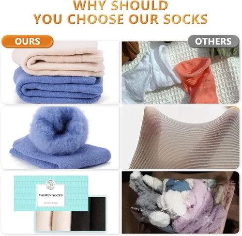 Vista 6 de 4 pares de calcetines térmicos gruesos para mujer, para clima frío extremo, calcetines cálidos de invierno, calcetines suaves y acogedores con caja