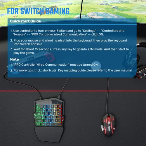 Vista 5 de Juego de adaptador de teclado y ratón para PS4SwitchXbox One IFYOO KMAX2 Plus Consola de juegos con cable compatible con FortniteePUBGGRainbow Six