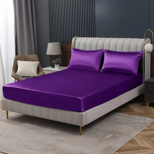 Vista 41 de Homiest Sábana bajera ajustable de satén azul bebé, tamaño individual, bolsillo profundo, ropa de cama lujosa y ultrasuave