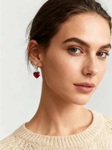 Vista 4 de STARCHENIE Heart Garnet Necklace Earrings for Women 925 Sterling Silver Lover Heart Leverback Earrings Birthstone Pendant Jewelry Gift Set for Her