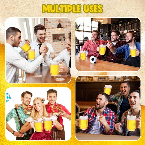 Vista 11 de Rtteri - Paquete de 16 jarras de plástico transparente de 32 onzas a granel, mini jarras de bebidas con asa y boquilla para agua, cerveza, limonada