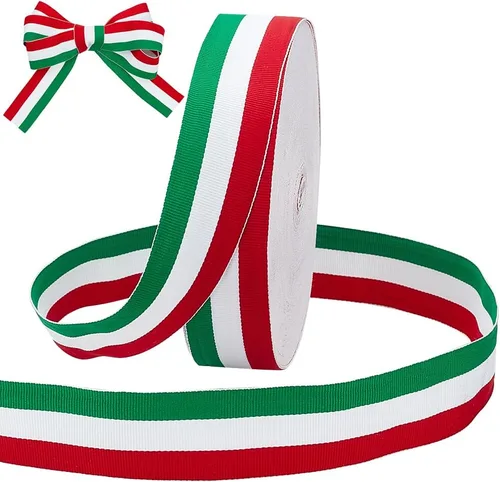 Vista 9 de PH PandaHall Cinta de rayas rojas, blancas y verdes, de 50 yardas, bandera italiana, cinta patriótica, decoraciones navideñas italianas, cintas